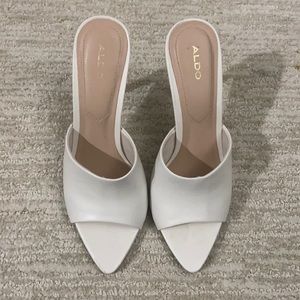 Aldo White Peep Toe Mules